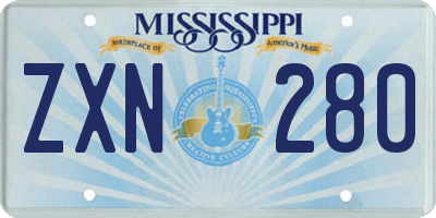 MS license plate ZXN280