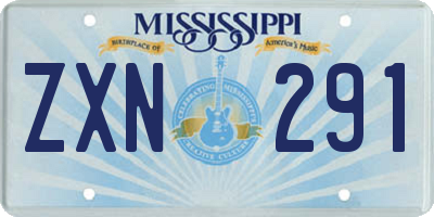 MS license plate ZXN291