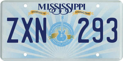 MS license plate ZXN293