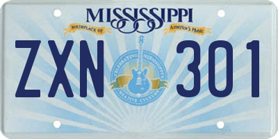 MS license plate ZXN301