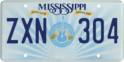 MS license plate ZXN304
