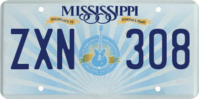 MS license plate ZXN308