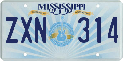 MS license plate ZXN314