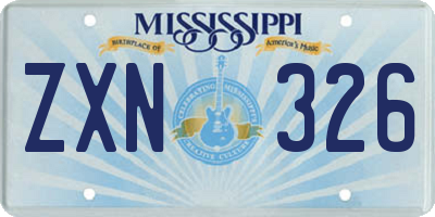 MS license plate ZXN326