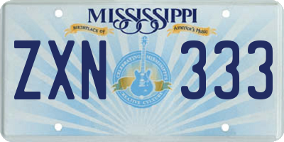 MS license plate ZXN333