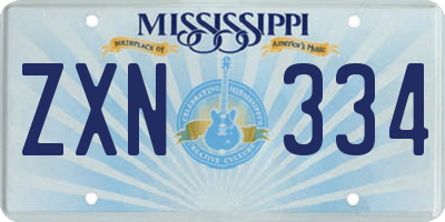 MS license plate ZXN334