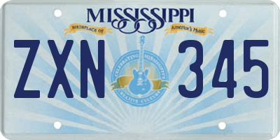 MS license plate ZXN345