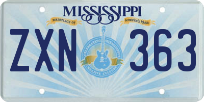 MS license plate ZXN363
