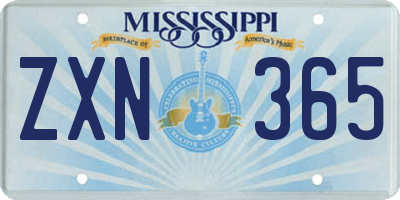 MS license plate ZXN365