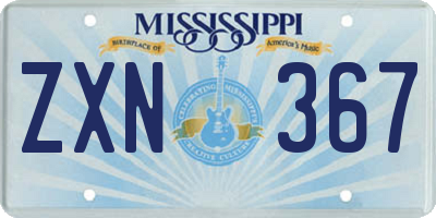 MS license plate ZXN367