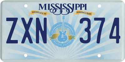 MS license plate ZXN374