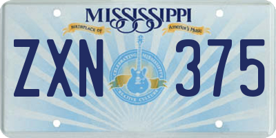 MS license plate ZXN375