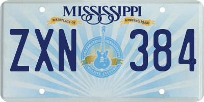MS license plate ZXN384