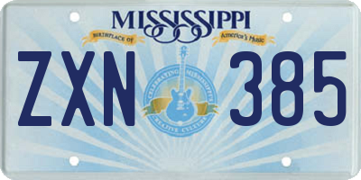 MS license plate ZXN385