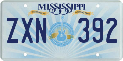 MS license plate ZXN392