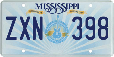 MS license plate ZXN398