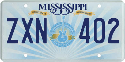 MS license plate ZXN402