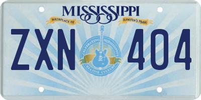 MS license plate ZXN404