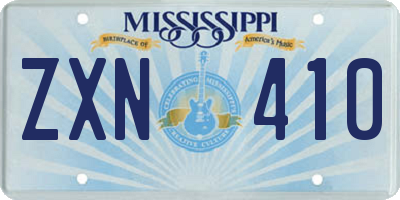 MS license plate ZXN410