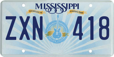 MS license plate ZXN418