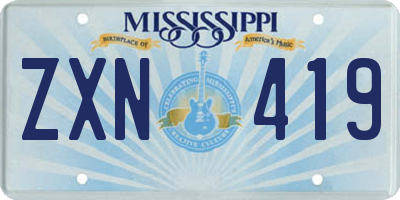 MS license plate ZXN419