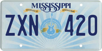 MS license plate ZXN420