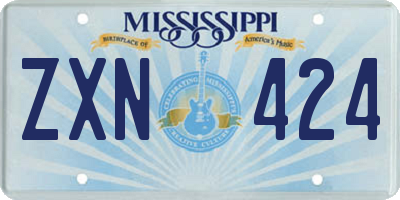 MS license plate ZXN424