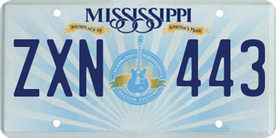 MS license plate ZXN443