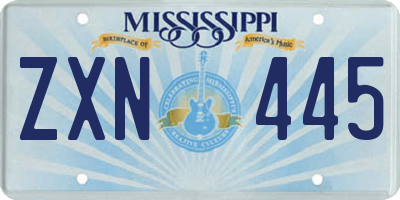 MS license plate ZXN445
