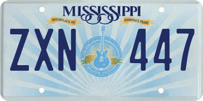 MS license plate ZXN447