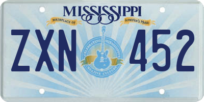 MS license plate ZXN452