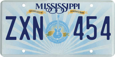 MS license plate ZXN454