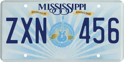 MS license plate ZXN456