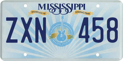 MS license plate ZXN458