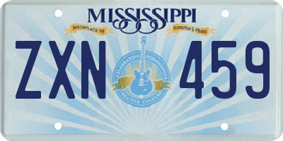 MS license plate ZXN459