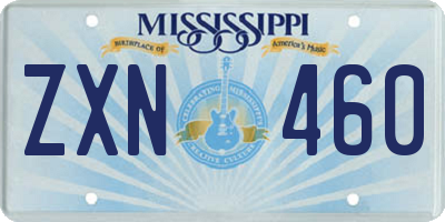 MS license plate ZXN460