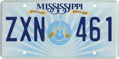 MS license plate ZXN461