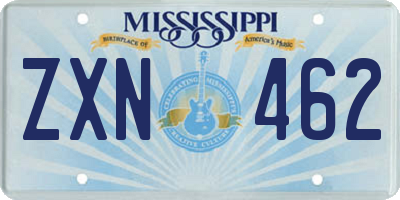 MS license plate ZXN462