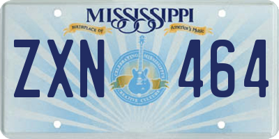 MS license plate ZXN464