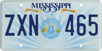 MS license plate ZXN465