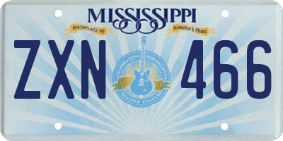 MS license plate ZXN466