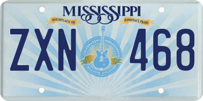 MS license plate ZXN468