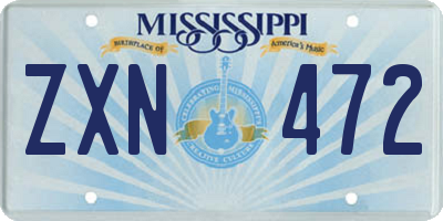 MS license plate ZXN472