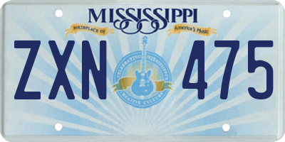 MS license plate ZXN475