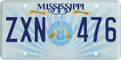 MS license plate ZXN476
