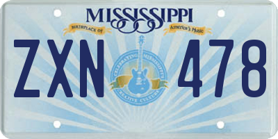 MS license plate ZXN478