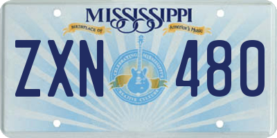 MS license plate ZXN480