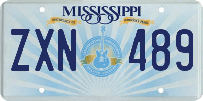 MS license plate ZXN489