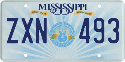MS license plate ZXN493