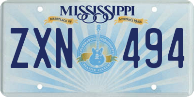 MS license plate ZXN494